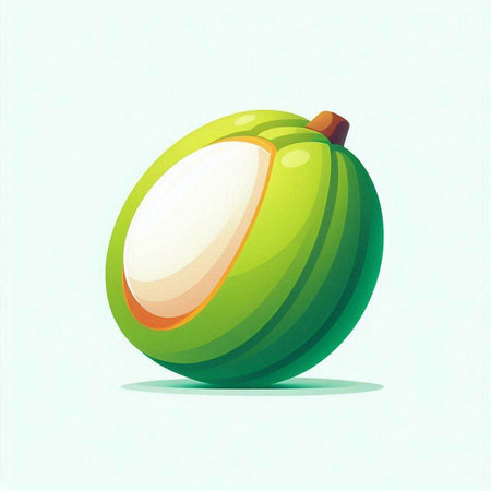 Illustration of a green mango fruit isolated on a white background.のイラスト素材