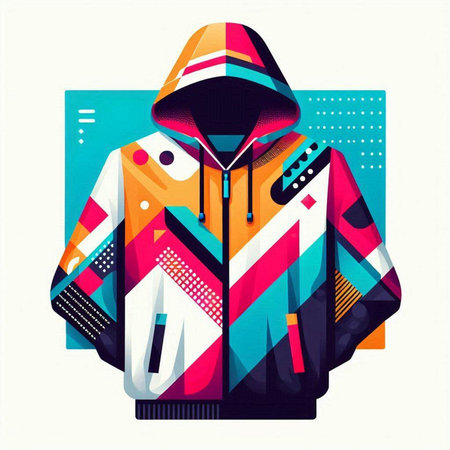 Vector illustration of a hoodie in the style of 80s.のイラスト素材