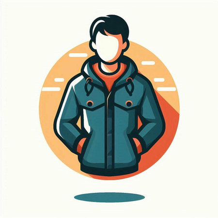 Illustration of a young man in winter coat. Vector illustration.のイラスト素材