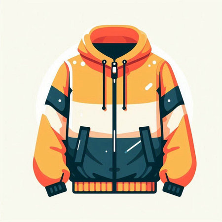 Vector illustration of a warm jacket in a flat style on a white backgroundのイラスト素材