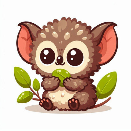 Cute little hedgehog sitting on the branch with leaves. Vector illustration.のイラスト素材
