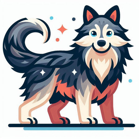 Husky dog. Vector illustration of a dog in cartoon style.のイラスト素材