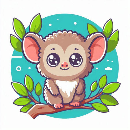 Cute cartoon hedgehog on the tree branch. Vector illustration.のイラスト素材