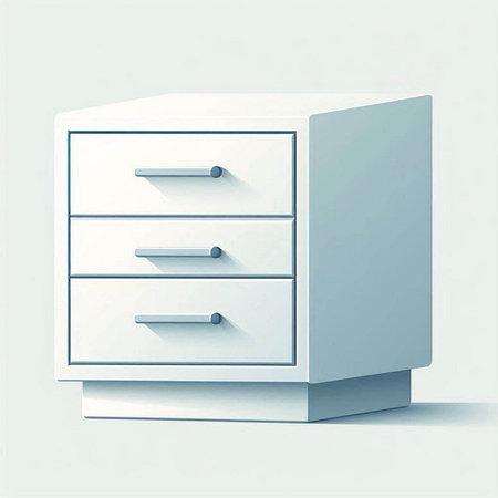 Illustration of a white chest of drawers on a light backgroundのイラスト素材