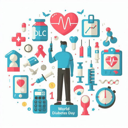 Vector illustration of doctor in flat style. Health care concept. Medical icons.のイラスト素材