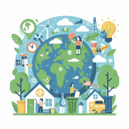 Ecology concept. Save the planet. Vector illustration in flat styleのイラスト素材