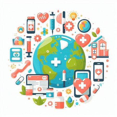 Flat design concept of world health day. Vector illustration for your designのイラスト素材