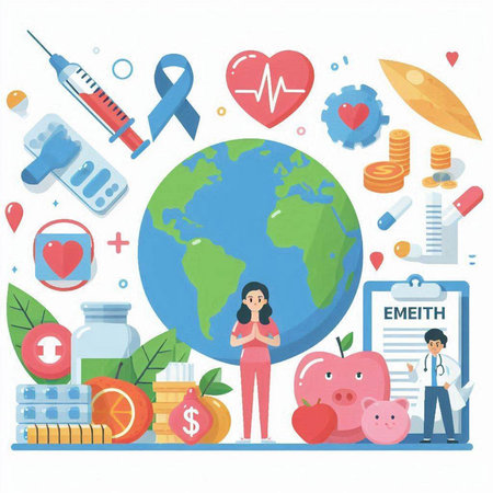 Vector illustration of the concept of World Health Day. Flat design.のイラスト素材