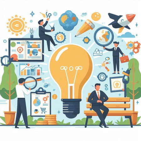 Business people working in the office. Business concept. Flat design vector illustration.のイラスト素材