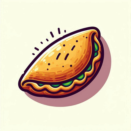 Illustration of a pie in cartoon style on a light background.のイラスト素材