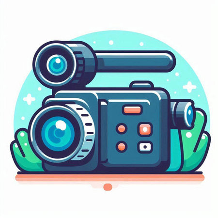 Video camera icon. Vector illustration in cartoon style on white background.のイラスト素材