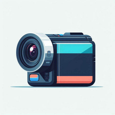 Digital camera. Vector illustration of a modern digital camera on white background.のイラスト素材