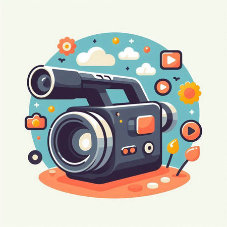 Video camera icon. Flat illustration of video camera icon for web designのイラスト素材
