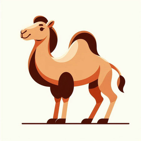 Cute camel on a white background. Vector illustration in retro style.のイラスト素材