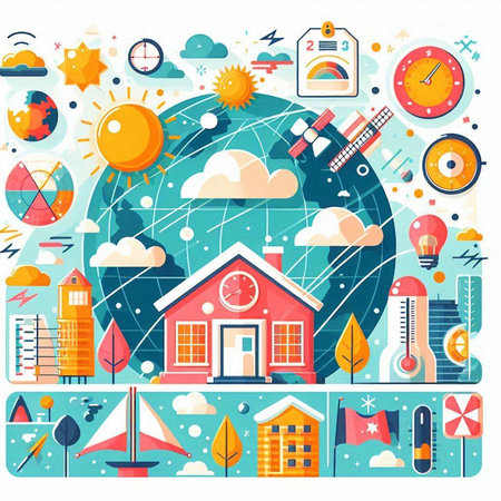 Vector illustration of modern flat design concept of global warming, climate change.のイラスト素材