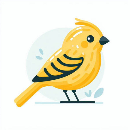 Vector illustration of a yellow bird on a white background. Flat style.のイラスト素材