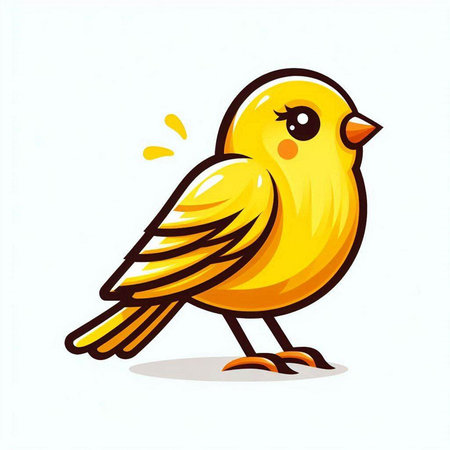Cute yellow bird isolated on a white background. Vector illustration.のイラスト素材