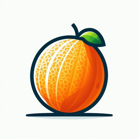 Cantaloupe melon on white background. Vector illustration.のイラスト素材
