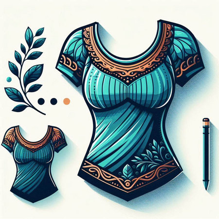 Women's clothing set. Colorful vector illustration in vintage style.のイラスト素材