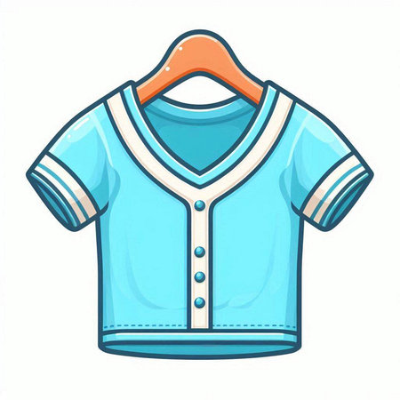 Blue polo shirt on hanger isolated on white background. Vector illustration.のイラスト素材