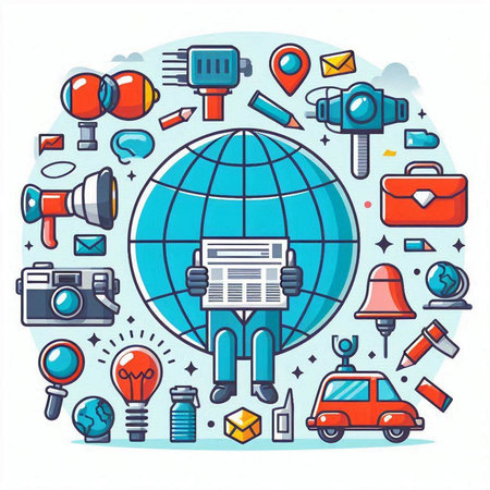 Flat line design web and mobile icons set. Vector illustration.のイラスト素材