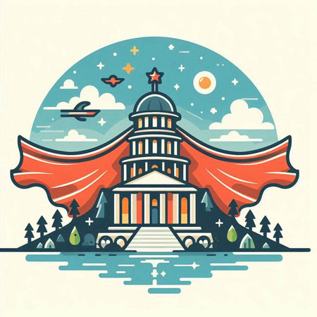Capitol building in Washington DC, United States of America, vector illustration.のイラスト素材