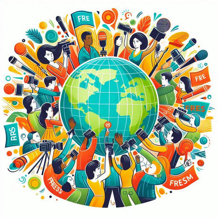 Vector illustration of many people around the world. Social media concept.のイラスト素材