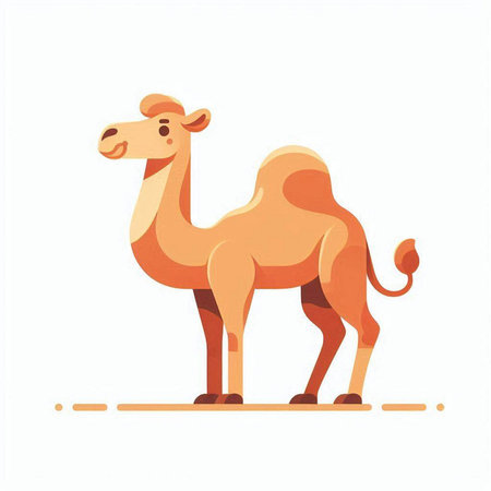 Camel isolated on white background. Vector illustration in flat style.のイラスト素材