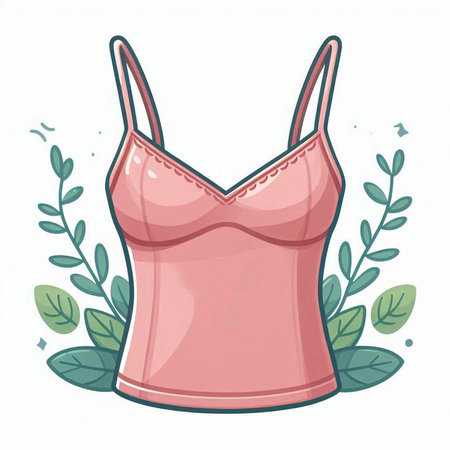 Illustration of pink women's tank top on a white background.のイラスト素材