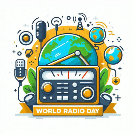 World Radio Day Vector Illustration. World Radio Day Poster or Bannerのイラスト素材
