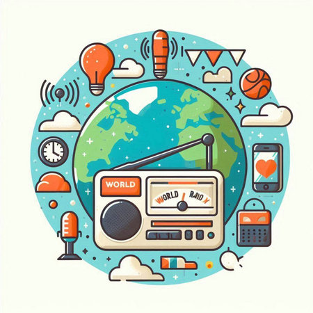Vector illustration of World Radio Day. Vector illustration of World Radio Day.のイラスト素材