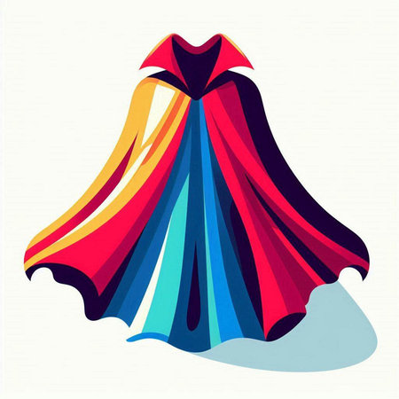 abstract vector illustration of a colorful superhero cape on a white backgroundのイラスト素材