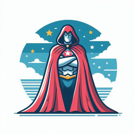 Superhero in the starry sky. Vector illustration for your designのイラスト素材