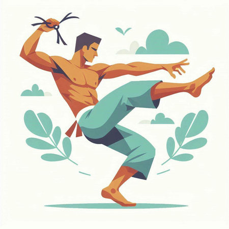 Kung fu man. Martial arts. Vector illustration in flat styleのイラスト素材