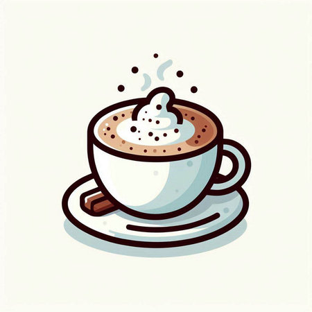 Coffee cup vector illustration. Cappuccino or latte art.のイラスト素材