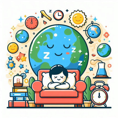 Cute little boy sleeping at home. Vector illustration in cartoon style.のイラスト素材
