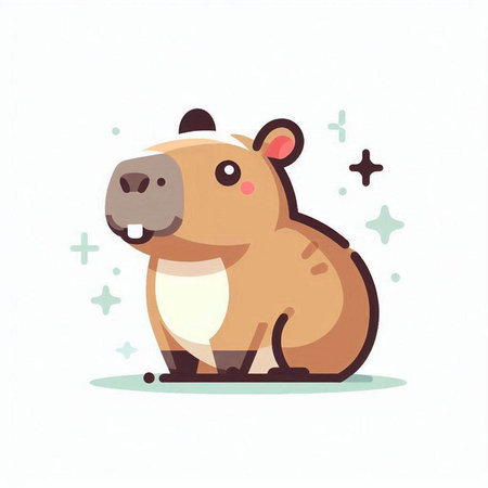 Cute hippopotamus isolated on white background. Vector illustration.のイラスト素材