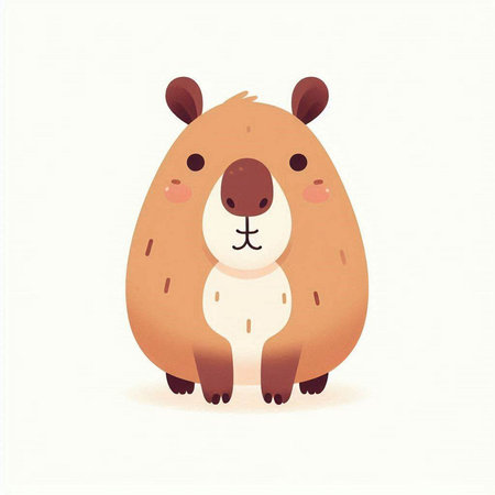 Cute cartoon beaver. Hand drawn vector illustration isolated on white background.のイラスト素材