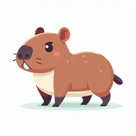 Cute cartoon beaver. Vector illustration isolated on white background.のイラスト素材
