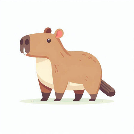 Cute cartoon beaver isolated on white background. Vector illustration.のイラスト素材