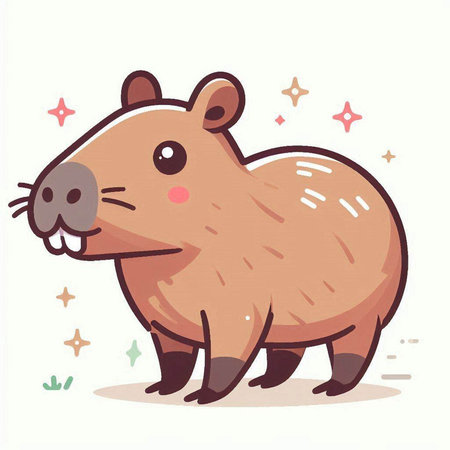 Cute cartoon beaver. Vector illustration. Isolated on white background.のイラスト素材