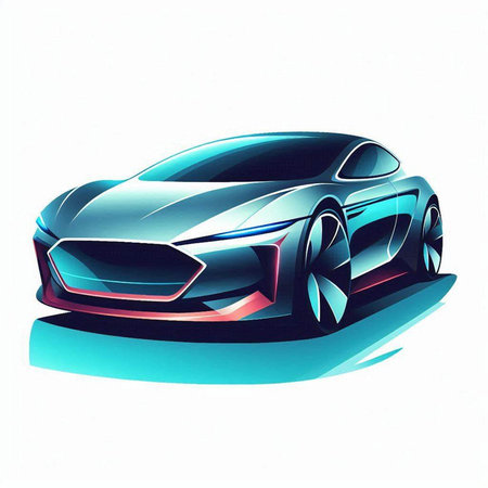 Sketch of a sports car on a white background. Vector illustrationのイラスト素材