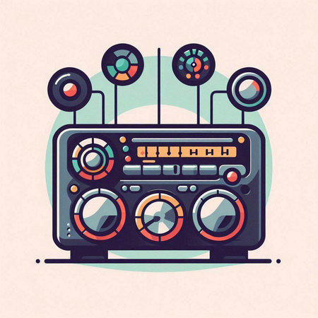 Retro radio. Vector illustration in retro style. Vintage style.のイラスト素材