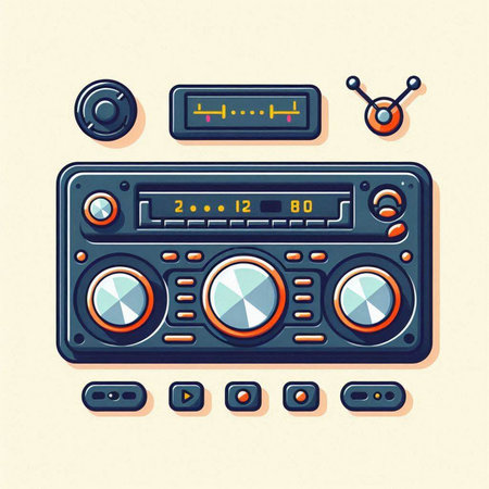 Retro radio set. Vector illustration of a retro radio set.のイラスト素材