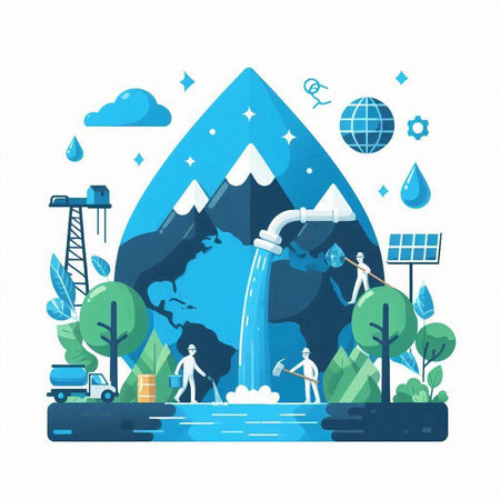 Ecology concept, save water, save the planet, vector illustrationのイラスト素材