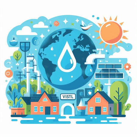 Ecology concept, save the planet, save the water, vector illustrationのイラスト素材