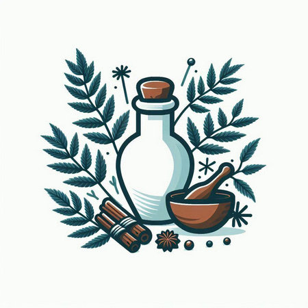 Herbal medicine. Herbs and spices. Vector illustration in vintage style.のイラスト素材