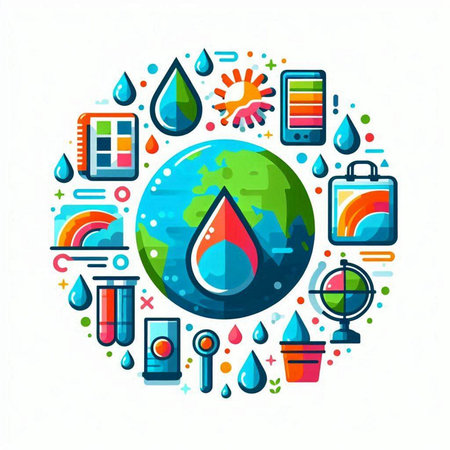 Ecology concept in circle with thin line icons. Vector illustration.のイラスト素材