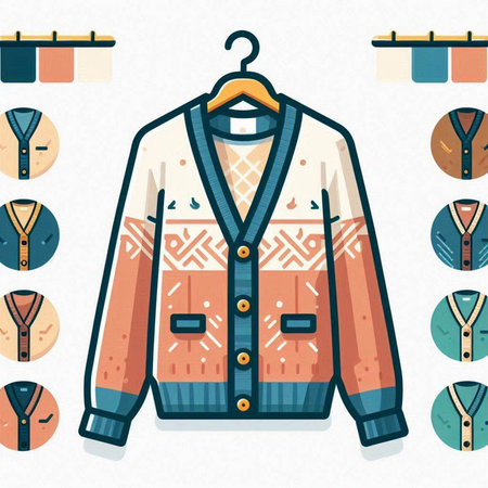 Vector illustration of men's jacket on a hanger with buttons.のイラスト素材
