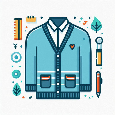 Stylish jacket with a collar. Vector illustration in doodle style.のイラスト素材